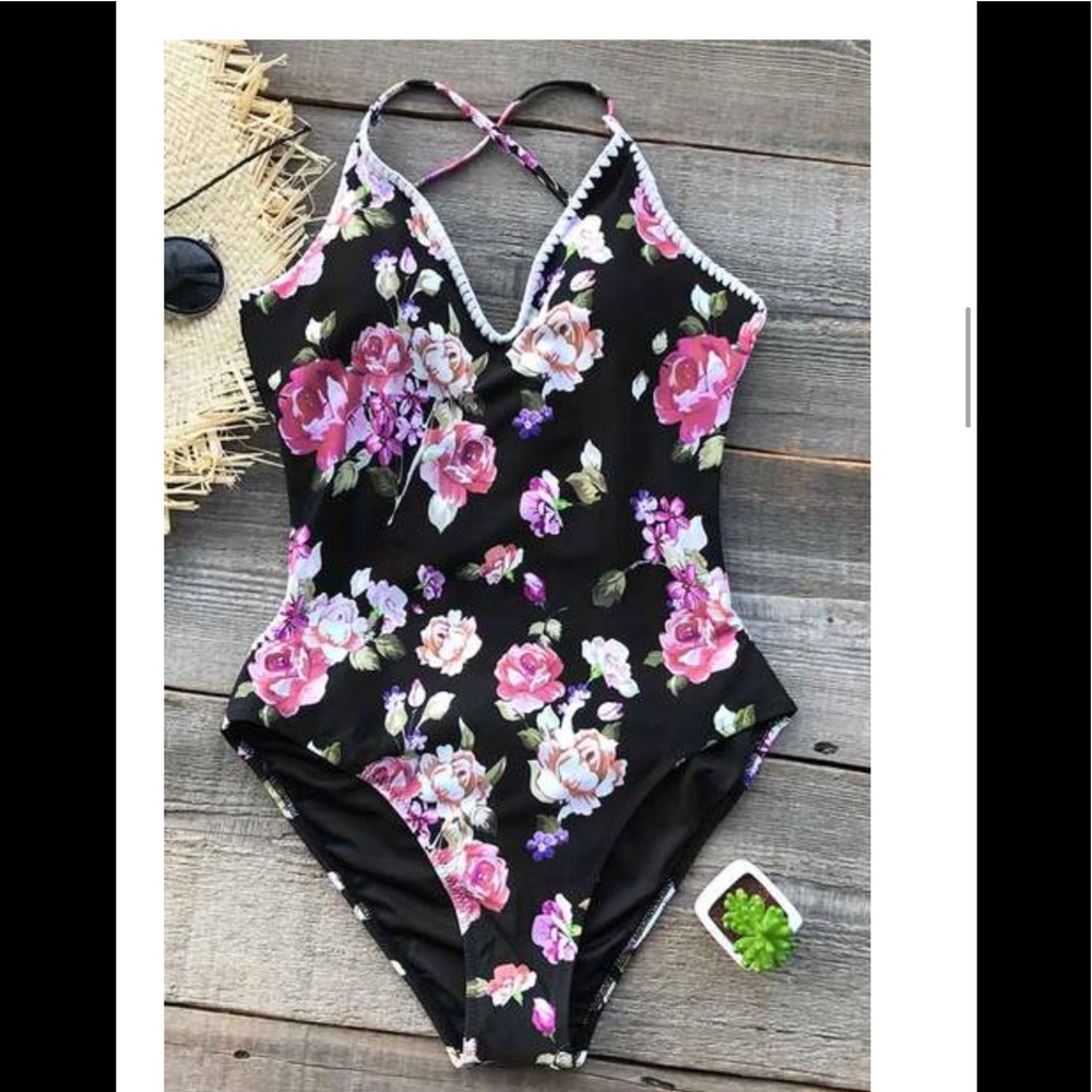 *** NWT*** Black Floral One Piece Swimsuit
